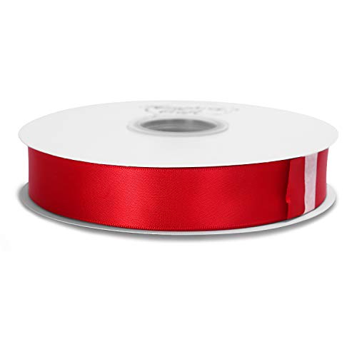 Humphrey's Craft 1 Inch Red Double Faced Satin Ribbon - 50 Yards Variety Of Color For Crafts Gift Wrapping Diy Bows Bouquet Decoration Sewing Christmas Tree Wedding And Invitation Card. #TOP2