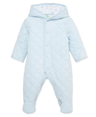 Image of Little Me Clothes for Baby Boys' and Girls' Organic Cotton Quilted Velour Pram Snowsuit, NB to 9 Months