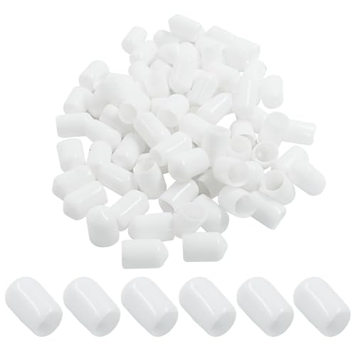Image of 120PCS Vinyl Flexible Rubber End Caps, 8mm (5 /16 inch) ID Bolt Screw Thread Protectors (White)