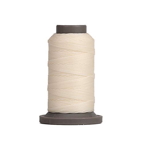 WUTA 0.55mm Round Waxed Thread for Leather Sewing Leather Thread Wax String Polyester Cord Leather Craft Hand Sewing Stitching Bookbind (Cream White, 0.55mm, 98Yards)
