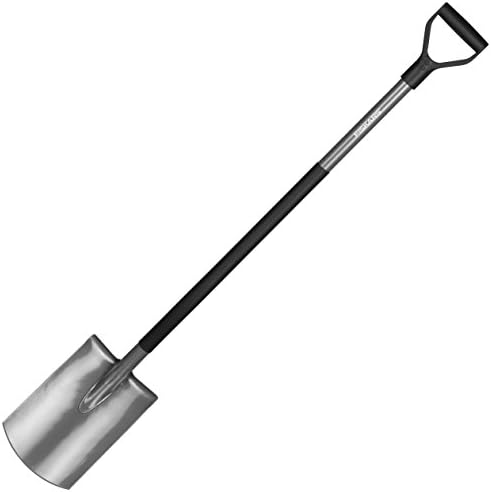 Fiskars Szpadel ogrodowy do lekkich gleb, Prosty, Długość: 125 cm, Wysokogatunkowa stal borowa, Szaro-czarny, Ergonomic, 1001411