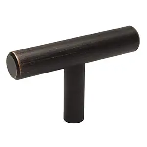 25 Pack - Cosmas 404ORB Oil Rubbed Bronze Solid Steel Construction 3/8 Inch Slim Line Euro Style Cabinet Hardware T-Knob - 2