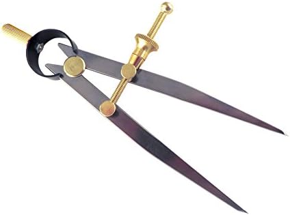 Toolmaker's “Yankee” Quick-Spring Nut, Rapid Adjust, Spring Dividers Calipers Compass, 0-4.25” / 108 mm Range, Brass Fulcrum and Fine Adjustment Mechanism, Flat Leg, C7-4