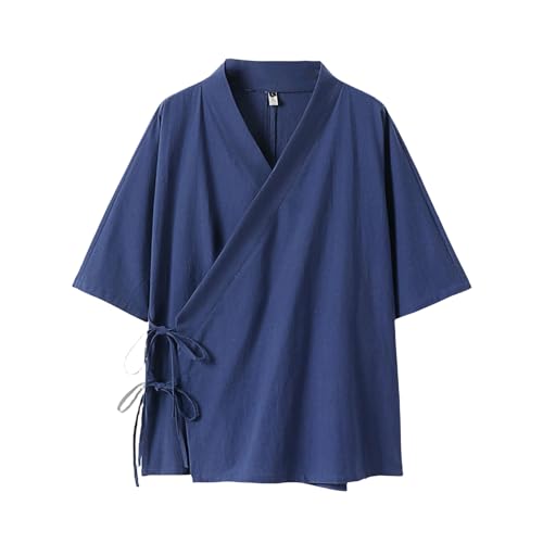 Costume traditionnel col montant avec finitions artisanales en lin noble