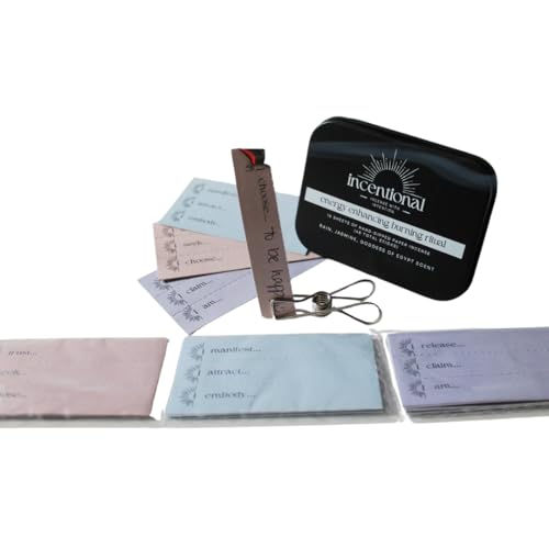 Incentional Paper Incense – Mindful Wellness Gift for Meditation - 3 Scents Per Pack – 48 Burn Opportunities with Intention Prompts – Pocket-Sized Ritual Kit – Aromatherapy Alternative