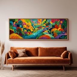 Tableau de jungle grand format pour sublimer une salle à manger moderne avec châssis bois