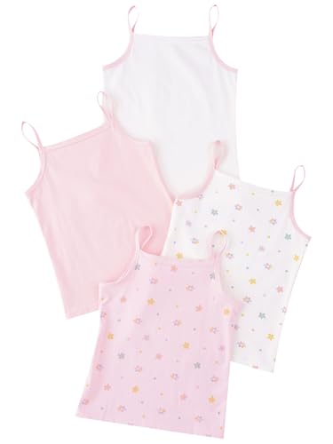 Jhaoyu Kids Girls 4 Pack Cami Tops Undershirt Sleeveless Dance Tank Top Spaghetti Strap Camisole Vest