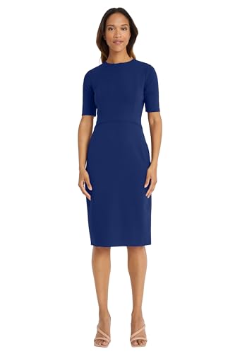 Donna Morgan Womens Curved Waist Seam Crepe Workwear Dress Career Office Desk to Dinner Event Occasion Guest of