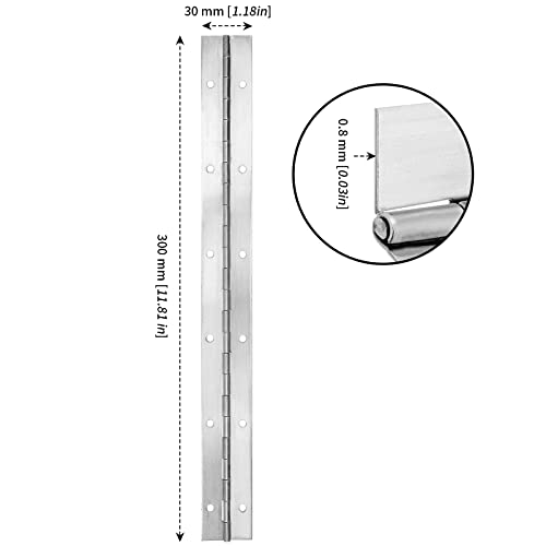 Manchap 8 Pcs 12 Inch Silver Stainless Steel Piano Hinges, Continuous Piano Hinge, Nickle-Plated Folding Cabinet Door Butt Hinge With 96 Screws For Cabinets, Boats, Jewelry Box #TOP1