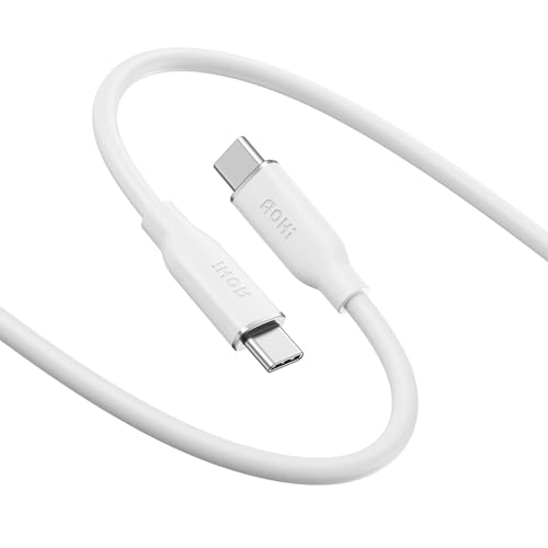 AOHI USB-C ケーブル 140W 【急速充電/絡みにくい/高耐久/480Mbps(高速データ転送)/E-Marker内蔵(過熱・過充電防止、高充電速度・安定性)】 タイプC 充電ケーブル MacBook iPhone Android Samsung Galaxy ipad AirPods Switch MAGLINE 1ｍ ホワイト EN-Ca10S-WH