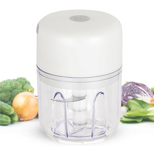 Picadora de ajo eléctrica portátil, picadora de ajo eléctrica | Robot de alimentos picadora | Pequeño portátil inalámbrico, de acero inoxidable 304 con USB recargable para verduras e