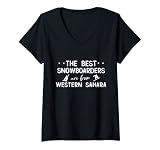 Femme Les Meilleurs Snowboarders Viennent D'Western Sahara T-Shirt avec Col en V