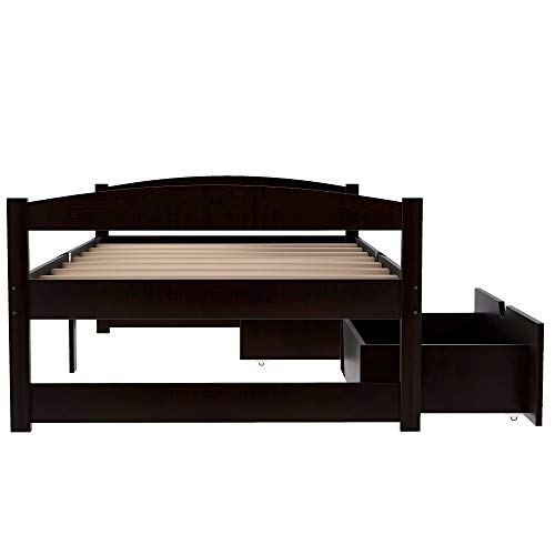 Merax Twin Wood Daybed with Two Drawers Sofa Bed for Kids Boys Girls/No Box Spring Needed Espresso
