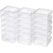 18 Pack Storage Containers with Latching Lid Small Size 5" x 5"x 1.9" Plastic Clear Boxes for Office,Beauty