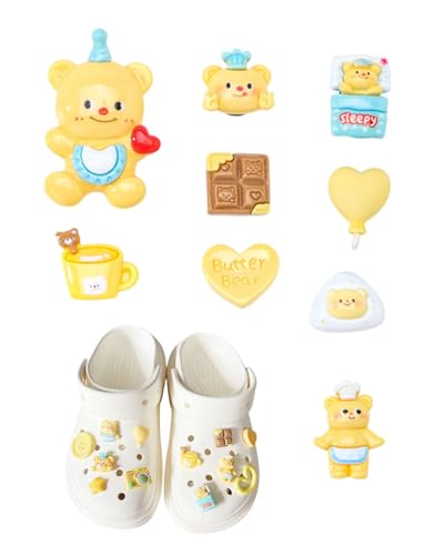 WINXMIN 8 Piezas Adornos para Zapatos, pins para crocs, Adornos para Zapatos de sandalias de zueco para Niñas Mujeres Niños, decoración de zapatos para Regalos de Niños Fiesta Cumpleaños(Oso)(C)