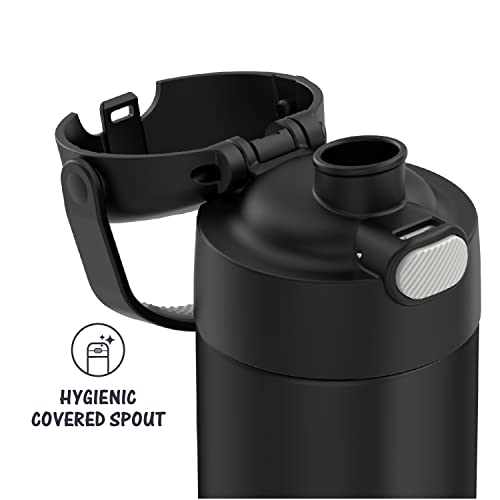 Thermos Funtainer 16 Ounce Stainless Steel Vacuum Insulated Bottle With Wide Spout Lid, Black Matte #TOP2