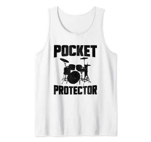 Tambor Humor Pocket Protector Funny Drummer Camiseta sin Mangas
