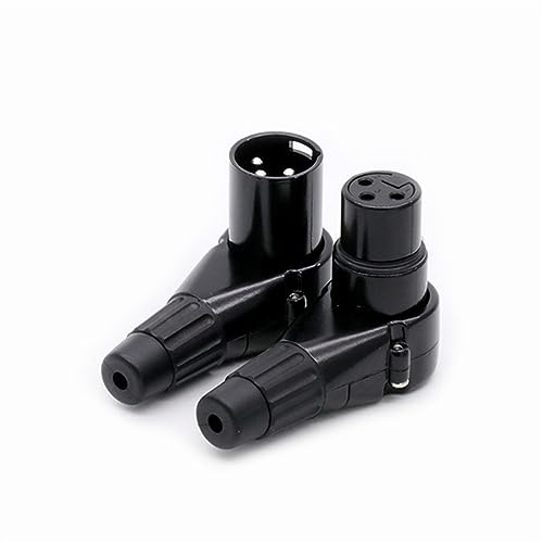 Conector XLR de ángulo recto de 3 pines macho hembra multidireccional para cable de micrófono negro 8
