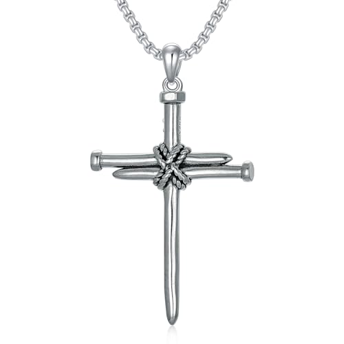 Cross Necklace 925 Sterling Silver Cross Pendant Fathers Day Birthday Gifts for Men Gifts for Father Gifts for Dad