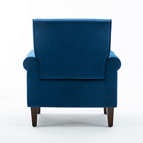 Morden Fort Bedroom Accent Chair, Velvet Upholstered Armchair For Living Room Bedroom Club Office-Navy Blue #TOP7