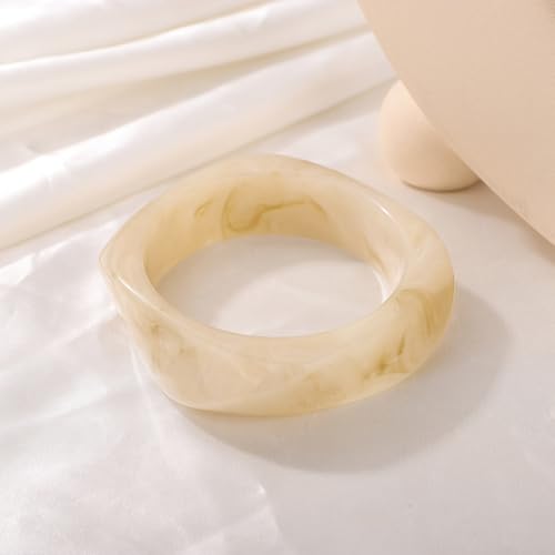 Image of JWICOS Resin Bangle Bracelet for Women Acrylic Cute Chunky Bracelet for Women Exaggerated Irregular Acrylic Resin Wristband Bracelet Bangle