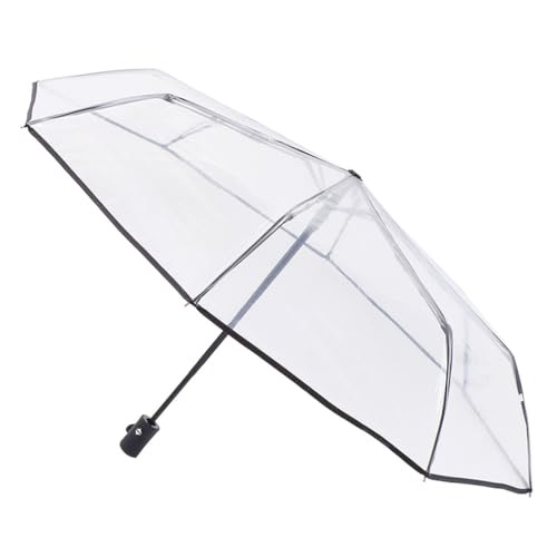VALICLUD Fully Automatic Folding Umbrella Transparent Compact Travel Rain Umbrella 3-Fold Lightweight Portable Outdoor Use