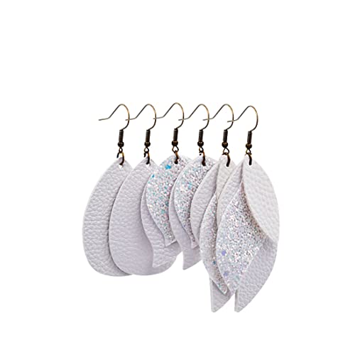 Boucles d'oreilles légères pour femme style bohème chic en cuir à paillettes