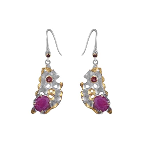 Pendientes colgantes plata 925 y oro con piedras naturales para comuniones y fiestas