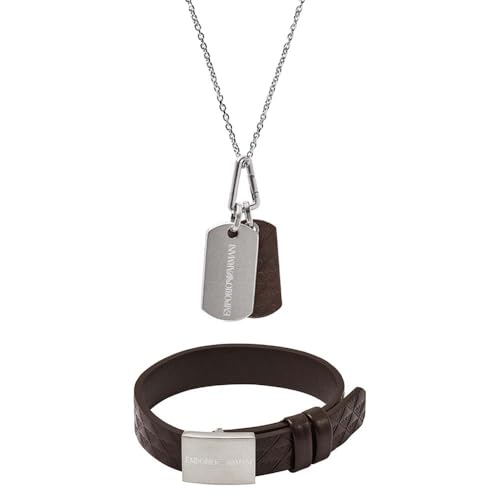 Collar de acero inoxidable Emporio Armani y pulsera masculina para eventos y uso diario