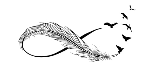 Tatuaje de pluma, temporalis®, tatuaje efímero, vegano e impermeable, cosmético certificado por la UE, dura de 1 a 2 semanas [pluma infinita]