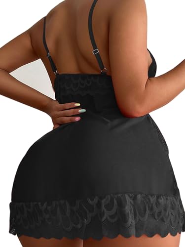 CheChury-Lenceria-Mujer-Sexy-Body-Lingerie-Encaje-Picardias-Babydoll-Teddy-Ropa-Interior-Body-Espalda-Descubierta-Cuello-V-Bodysuit-Pijama-Camison-Babydoll-y-Tanga-Camison-Ropa-Interior-Push-Up