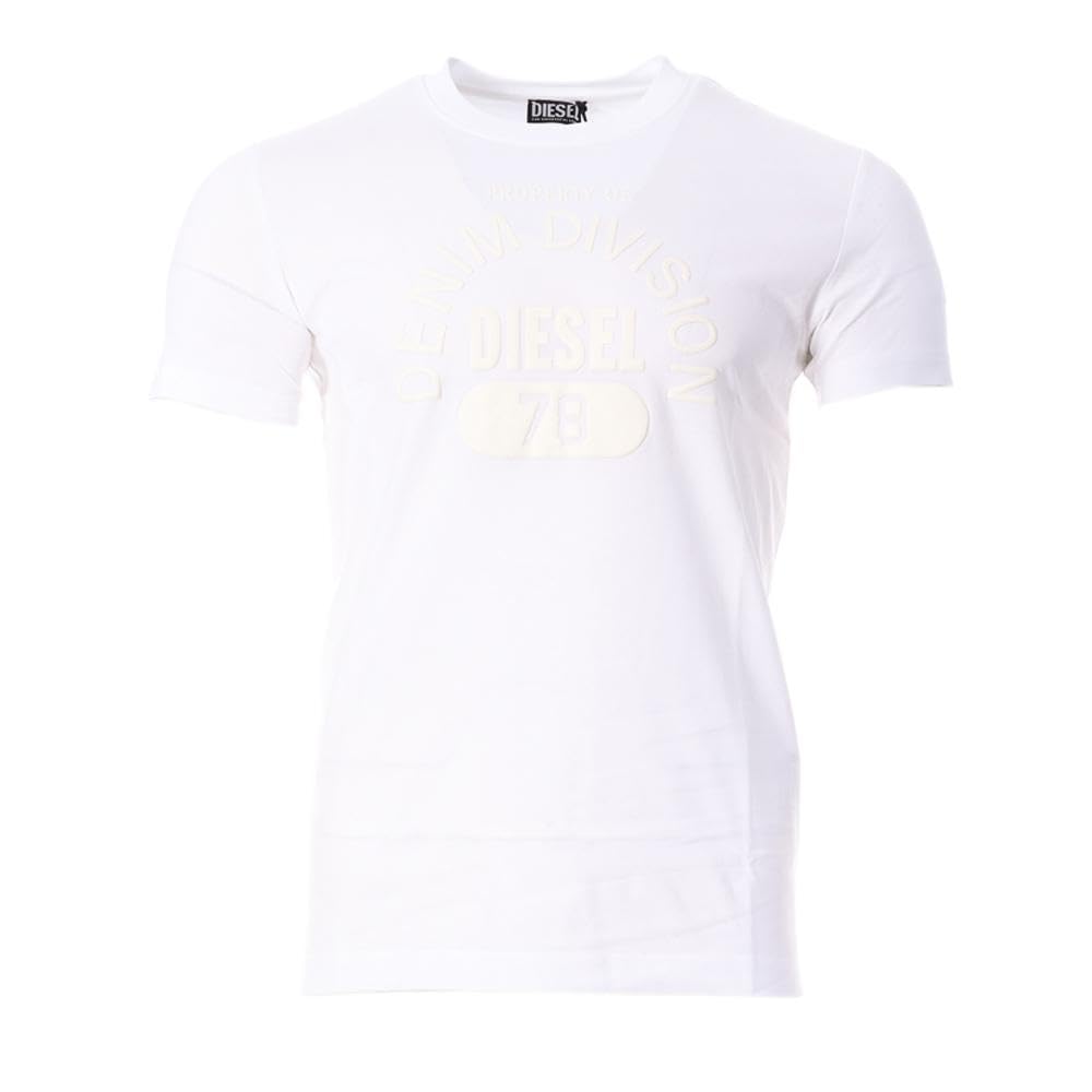 Diesel Men's White Monotone Property Of Denim Division T-Shirt  40 L