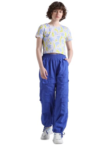Image of ONLY Women Pure Cotton Regular Abstract Printed Round Neck Crop T-Shirt