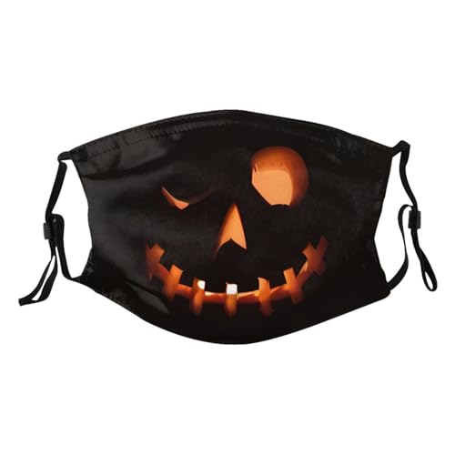 ENBBHZU Halloween Face Mask with 2 Filters, Funny Pumpkin Face Scary Smile Masks Washable Reusable Balaclava for Men Women