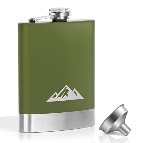 KWANITHINK Edelstahl Flachmann 8oz/227ml Mit Trichter - Whisky Hip Flask Geschenk für Männer Outdoor für Wandern Hochzeit Camping Klettern Picknick
