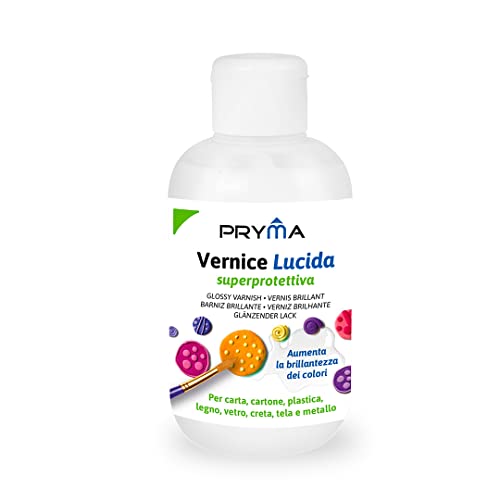 Pryma Vernice Lucida Superprotettiva 250ml – Finitura Trasparente Brillante per Dipinti, Legno, Carta, Tela e Ceramica – Sigillante Protettivo ad Asciugatura Rapida