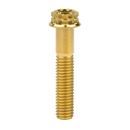 Image of Titanium Flange 12 Point Head M8 x15 20 25 30 35 40 45 50 55 60 65mm Screw Bolt Pack of 4 (M8x40mm, Gold)