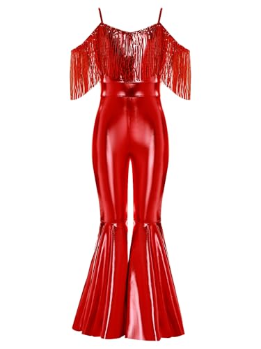 Mono con flecos y pantalones acampanados estilo años 70 para niñas 3