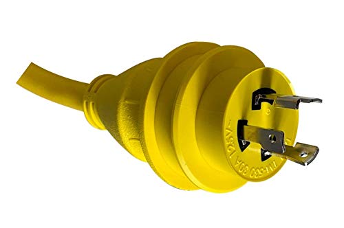 MARVINE Cable Boat Shore Power Cord Adapter Dogbone 30 Amp Twist Lock NEMA L5-30P to 15 Amp NEMA 5-15/20R Female Household Appliance 15/20 Amp STW AWG10/3 Length 1.5FT Pigtail with LED Power Indicator