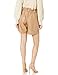 KENDALL + KYLIE Women's Vegan Leather Paperbag Shorts, Sand, Medium