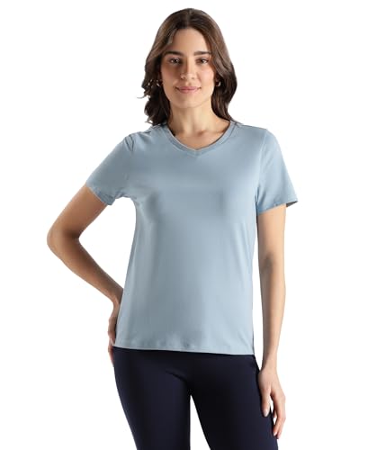 Image of Jockey AW89 Women Super Combed Cotton Rich Fabric Relaxed Fit V-Neck Half Sleeve T-Shirt