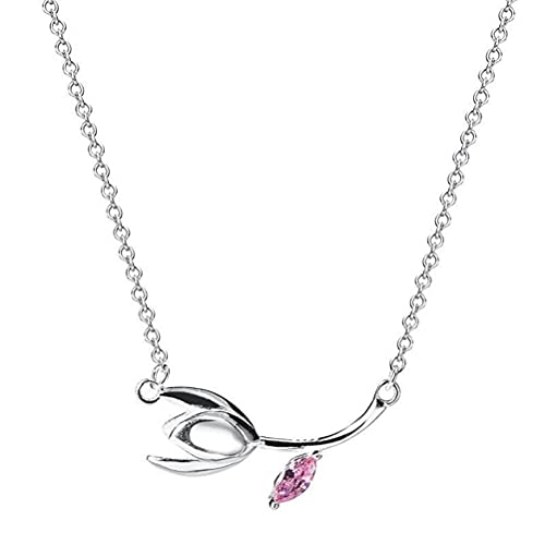 Collier fleur de magnolia argent rétro résistant à l'eau pour le quotidien