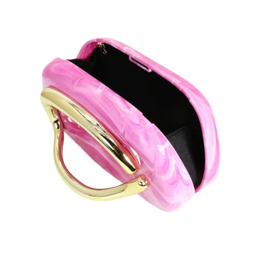 Image of Women Evening Clutch Purse Metal Handle Acrylic Purse Unique Shoulder Bag Causal Handbags for Bride Party Wedding