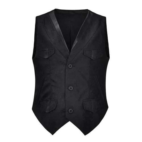 Mens Victorian Suit Vest Print V-Neck Formal Medieval Steampunk Gothic Waistcoat Retro Vests Halloween Themed Party2