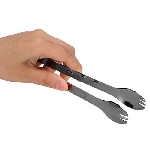 6 pinze per ghiaccio, mini pinze per zucchero, mini pinze da portata in acciaio inox per antipasti da, tè, caffè, dessert (Placcato nero)