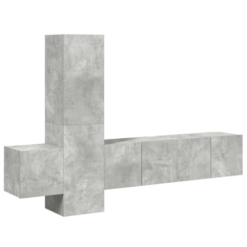 Qnhdfrt Juego de 5 muebles de pared para TV, color gris hormigón, de madera, 60 x 30 x 30 cm, diseño moderno para salón, pasillo y dormitorio