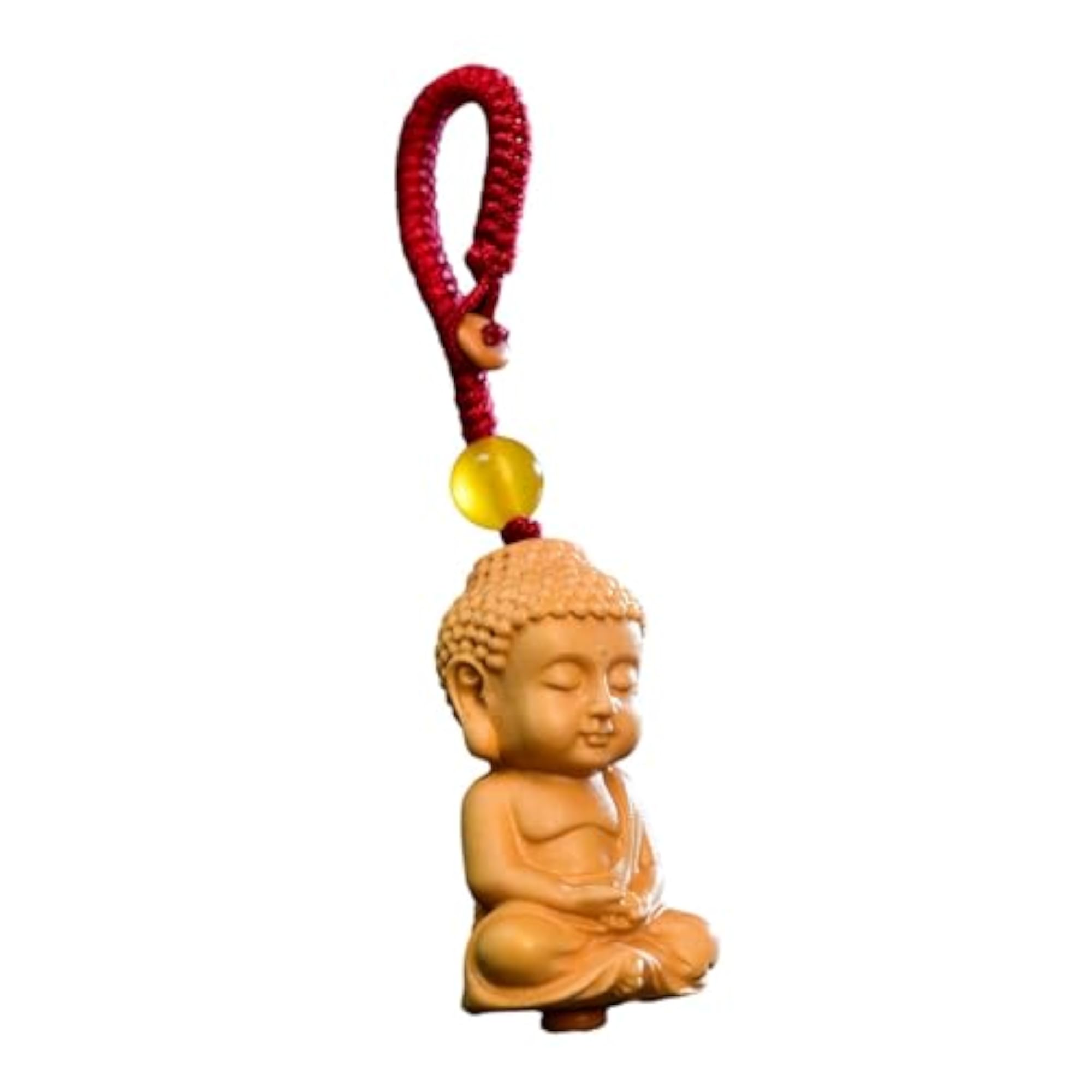 Mini Wood Buddha Key Chain Lucky Pendant Accessory