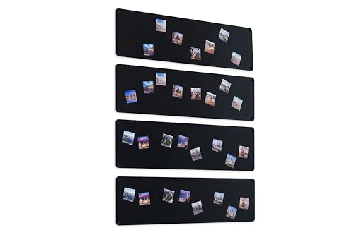 3x Magnetwand Aus Edelstahl 80x22 Cm – Schwarze Memotafel Für Fotos & Notizen In Küche, Büro, Wohnung