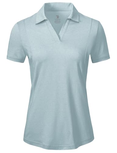 Image of BGOWATU Women's Short Sleeve Golf Tennis Polo Shirts V Neck Collared Workout Tops UV Protection Dry Fit