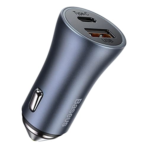 Carregador Veicular Baseus 2 saidas USB tipo C/USB turbo 40w - Grafite